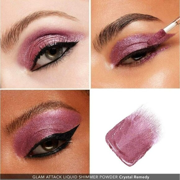 Haus Labs Glam Attack crystal remedy shimmer mauve pink liquid eyeshadow NIB - Picture 3 of 5
